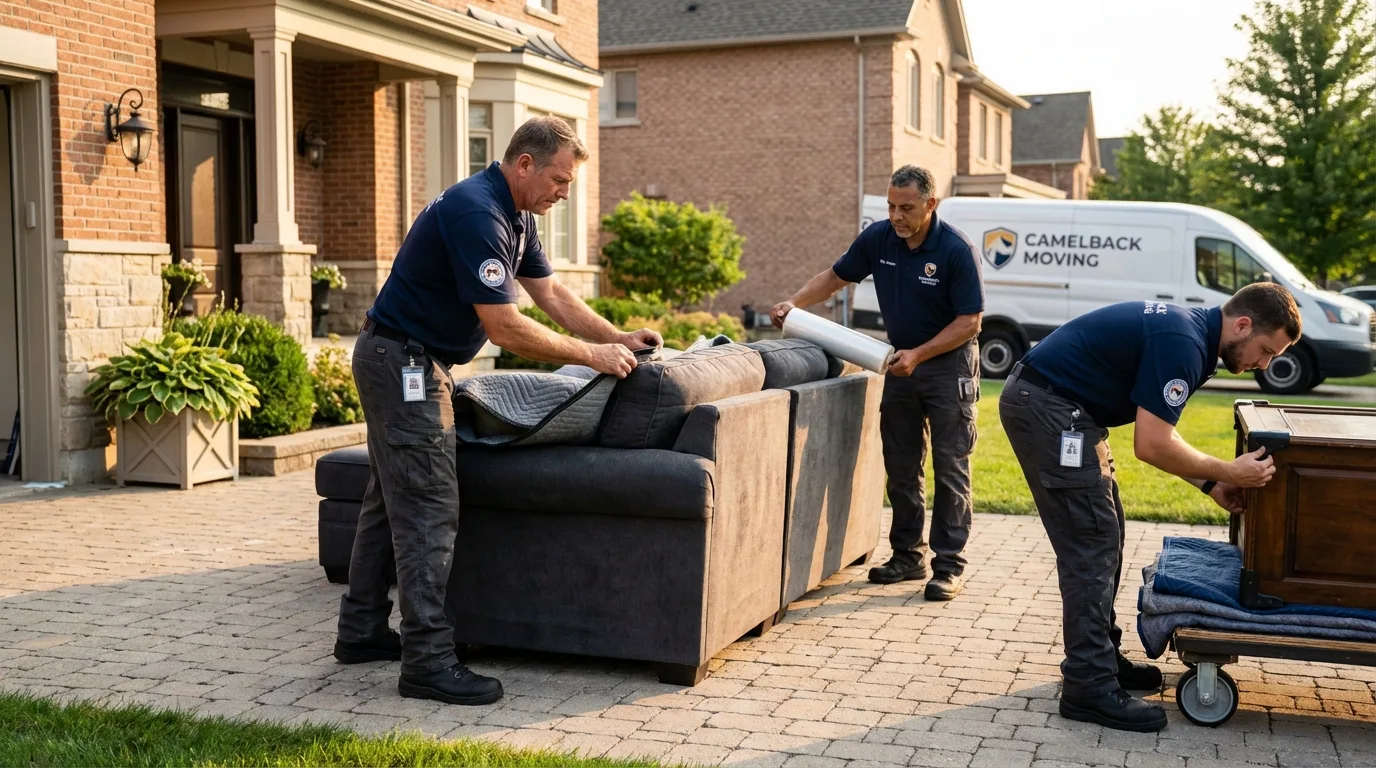 Large estate moving crew wrapping furniture in Burbank, WA